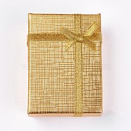 Cardboard Necklace Boxes, with Ribbon Bowknot and Sponge inside, Rectangle, Gold, 7x5x2.5cm(CBOX-G011-G02)