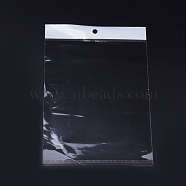 Pearl Film Cellophane Bags, OPP Material, Self-Adhesive Sealing, with Hang Hole, Rectangle, Clear, 18x10~10.5cm, Unilateral Thickness: 0.023mm, Inner Measure: 11.5x10.5cm, Dop: 10x2cm(OPC-S018-18x10cm)