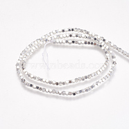 Electroplate Non-magnetic Synthetic Hematite Beads Strands, Faceted, Square, Silver Plated, 2x2.5x2.5mm, Hole: 0.5mm, about 170~180pcs/strand, 16 inch(G-K239-14D)