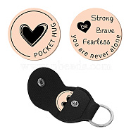 2Pcs 2 Style PU Leather Guitar Clip, with Stainless Steel Ring & Commemorative Coins, for DIY Musical Instrument Accessories, Heart Pattern, 1pc/sytle(AJEW-CN0001-21-010)