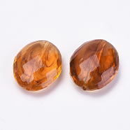 Acrylic Beads, Imitation Amber, Faceted, Oval, Chocolate, 20x16.5x7mm, Hole: 1mm, about 370pcs/500g(OACR-S016-30)