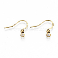 304 Stainless Steel French Earring Hooks, Flat Earring Hooks, Ear Wire, with Horizontal Loop, Real 18K Gold Plated, 15~17x18mm, Hole: 2mm, Pin: 0.7mm(X-STAS-S111-004G-NR)