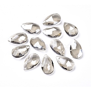 Faceted Glass Pendants, Teardrop, Dark Gray, 22x13x8.5mm, Hole: 1mm(GLAA-F069-L-A24)