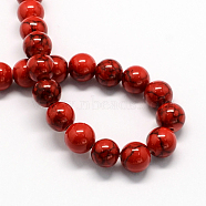 Dyed Synthetic Turquoise Gemstone Bead Strands, Round, Red, 6mm, Hole: 1mm, about 66pcs/strand, 15.7 inch(TURQ-R032-6mm-XSS17)