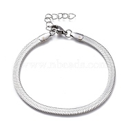 Unisex 304 Stainless Steel Herringbone Chain Bracelets, with Lobster Claw Clasps, Stainless Steel Color, 7 inch(17.9cm), 4.3mm(BJEW-O177-01A-P)