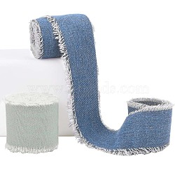 2 Rolls 2 Colors Polycotton Frayed Ribbon, Fringe Raw Edged Denim Ribbon, for Garment Accessories, Mixed Color, 1-3/8~1-3/4 inch(35~45mm)(OCOR-CY0001-22A)