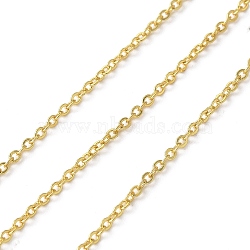 Brass Cable Chains, Soldered, with Spool, Real 18K Gold Plated, 1.5x1.5x0.5mm(CHC-U002-05G-02)