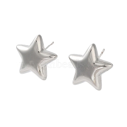 Star Brass Stud Earrings, Long-Lasting Plated, Lead Free & Cadmium Free, Platinum, 19x19mm(EJEW-M245-15P)