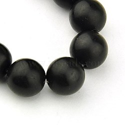 Synthetic Black Stone Beads Strands, Frosted, Round, Black, 6mm, Hole: 1mm, about 64pcs/strand, 15.7 inch(X-G-G508-6MM)
