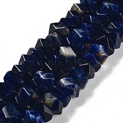 Natural Sodalite Beads Strands, Nuggets, Faceted, 6~8x10.5~14x8~9.5mm, Hole: 1.2mm, about 57~61pcs/strand, 15.16''~15.39''(38.5~39.1cm)(G-D091-A05)