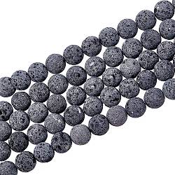 Unwaxed Natural Lava Rock Bead Strands, Round, 8mm, Hole: 1.2mm, about 48pcs/strand, 15.5 inch(X-G-F309-8mm)
