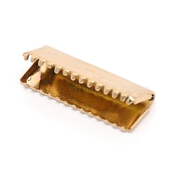 Brass Ribbon Crimp Ends, Crimp End Findings, Rectangle, Light Gold, 8x21mm(KK-WH0044-03LG)