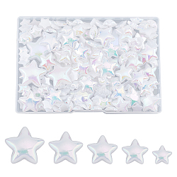 ARRICRAFT 5 Style Opaque Acrylic Cabochons, Imitation Pearl, AB Color Plated, Star, White, 176pcs/box(PACR-AR0001-04)