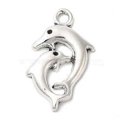 Alloy Dolphin Pendants, Tibetan Style, Cadmium Free & Nickel Free & Lead Free, Antique Silver, 21.5x12.5x2mm, Hole: 1.5mm, about 665pcs/1000g(TIBEP-R336-079AS-FF)