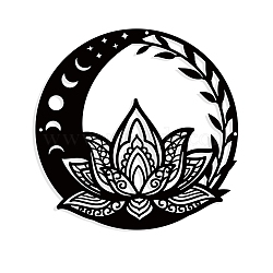 Iron Wall Art Decorations, for Front Porch, Living Room, Kitchen, Matte Style, Moon with Lotus, 300x1mm(HJEW-WH0067-145)