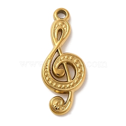 Ion Plating(IP) 304 Stainless Steel Pendants, Musical Note Charm, Real 18K Gold Plated, 28x11x2.5mm, Hole: 1.8mm(STAS-C110-05G)