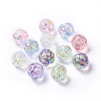 Transparent Acrylic Beads,
AB Color Plated ,Round, Mixed Color, 15x15x15mm, Hole: 2.1mm