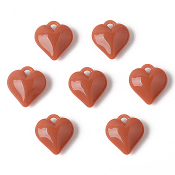 Opaque Acrylic Pendants, Heart, Chocolate, 23x21.5x9mm, Hole: 2mm