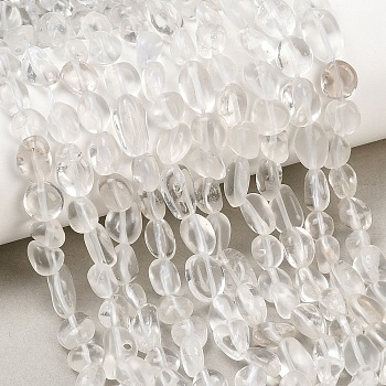 Natural Quartz Crystal Beads Strands, Rock Crystal, Nuggets, Tumbled Stone, 6~12x5~7x3.5~4.5mm, Hole: 0.7~0.8mm, about 21~24pcs/strand, 7.87''~8.39''(20~21.3cm)