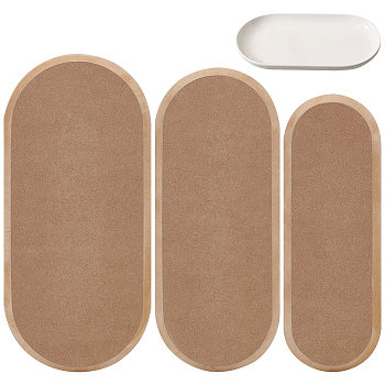 3Pcs MDF Wood Clay Cutter Base Plate Kit, Clay Modeling Tool, Tan, Oval, 28.9~35x10~16x1.55cm