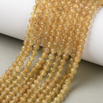 Natural Yellow Apatite Beads Strands, Faceted, Round, 4mm, Hole: 0.7mm, about 94pcs/strand, 15.31''(38.9cm)