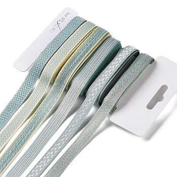 18 Yards 6 Styles Polyester Ribbon, for DIY Handmade Craft, Hair Bowknots and Gift Decoration, Green Color Palette, Dark Cyan, 3/8~1/2 inch(9~12mm), about 3 yards/style
