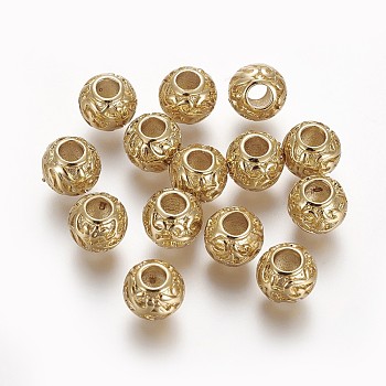 Alloy Beads, Long-Lasting Plated, Round, Real 18K Gold Plated, 7.6x6.6mm, Hole: 3mm