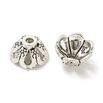 Tibetan Style Alloy Beads, Cadmium Free & Lead Free, Flower, Antique Silver, 12x6.5mm, Hole: 2mm