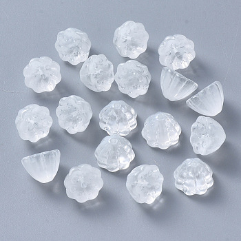 Transparent Baking Painted Glass Beads, Imitation Jade, Lotus Pod, Clear, 11x10.5x8mm, Hole: 1mm