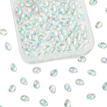 100Pcs Electroplate Glass Beads, Top Drilled, Teardrop, Clear, 6x8.5mm
