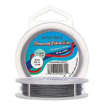 BENECREAT 3 Strands Copper Craft Wire, Long-Lasting Plated, Twisted Round, Gunmetal, 20 Gauge, 0.8mm, about 10m/roll