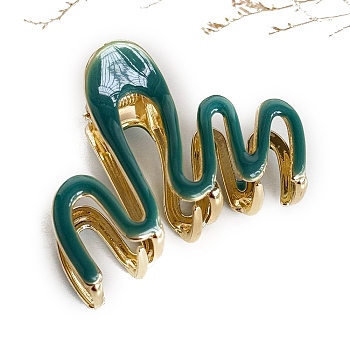 Alloy Enamel Claw Hair Clips, Hair Accessories for Women & Girls, Teal, 4mm