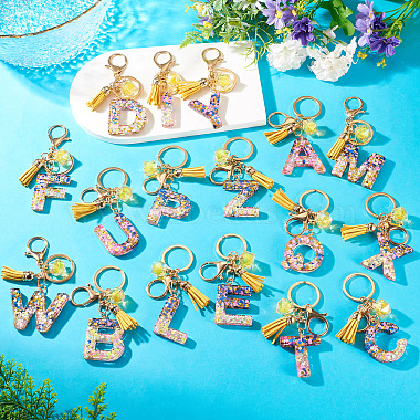 Alloy Resin Polygon Keychains(KEYC-TADJ0002-03G-A)-3