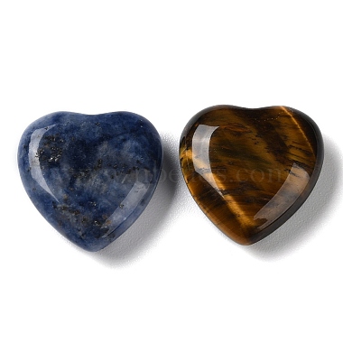 7Pcs 7 Styles Natural Mixed Gemstone Heart Palm Stones(G-M416-12)-2