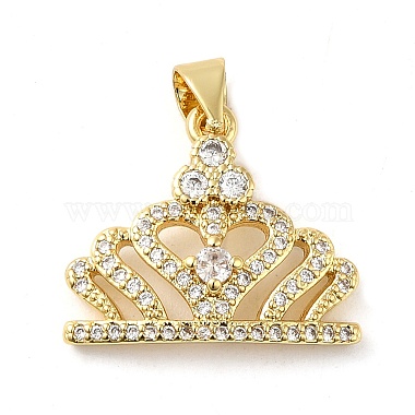 Real 18K Gold Plated Clear Crown Brass+Cubic Zirconia Pendants