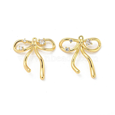 Real 18K Gold Plated Clear Bowknot Brass+Cubic Zirconia Pendants