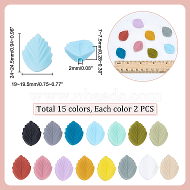 Elite 30Pcs 15 Colors Silicone Beads(SIL-PH0001-05)-4