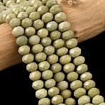 Natural Matcha Green Alashan Agate Bead Strands, Faceted, Rondelle, 5.5~6.5x4.5mm, Hole: 1mm, about 91~94pcs/strand, 15.35''(39cm)~15.43''(39.2cm)(G-D344-A25)