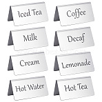 Stainless Steel Table Tent Sign, Coffee Tea Beverage Table Display, Stainless Steel Color, 76x41x37mm,  8pcs/set(AJEW-WH0596-317)