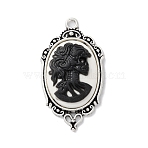 Tibetan Style Alloy Pendants, with Resin, Ovel Frame, Skull, 42x23x5.5mm, Hole: 2.5mm(X-TIBE-B002-04AS-01)
