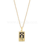 Brass with Cubic Zirconia Pendants Necklaces, Tarot, Lead Free & Nickel Free & Cadmium Free, Human, 17.72~17.91 inch(45~45.5cm), end extender: 60~62mm long, pendants: 22~27.5x11~15mm(NJEW-LP0001-45D-G)