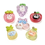 Animal Theme Opaque & Transparent Resin Cabochons, Fruit, with Glitter Powder, Mixed Color, 20~26x17~24x8~10.5mm(RE-CBA93EE-06)