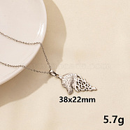 304 Stainless Steel Wolf Pendant Necklace, Cable Chain Necklaces(BX4246-7)