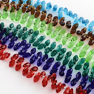 Faceted Teardrop Transparent Glass Bead Strands, Mixed Color, 12x6mm, Hole: 1mm, about 95~100pcs/strand, 15.7 inch(GLAA-R155-6x12-M)