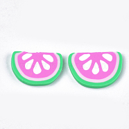 Handmade Polymer Clay Cabochons, Watermelon, Pearl Pink, 14~16x20~22x2~3mm(CLAY-S091-49)
