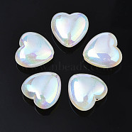 Rainbow Iridescent Plating Acrylic Beads, Glitter Beads, Heart, White, 17x17.5x8.5mm, Hole: 1.8mm(PACR-S221-006)