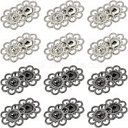 20 Sets 2 Colors Hollow Alloy Snap Buttons, Sewing Accessories, Flower, Gunmetal & Platinum, 25mm, 10sets/color(BUTT-NB0001-38)