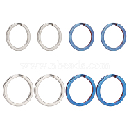 WADORN 8Pcs 4 Styles Titanium Alloy Split Key Rings, Double Loops Jump Rings, Mixed Color, 16~18 Gauge, 20~25x2~2.5mm, Inner Diameter: 15.5~20mm, Single Wire: 1~1.25mm, 2pcs/style(FIND-WR0010-05A)