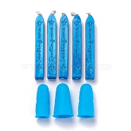 CRASPIRE Sealing Wax Sticks, For Retro Vintage Wax Seal Stamp, with Silicone Finger Protector, Dodger Blue, 90x12x11.5mm(DIY-CP0001-86-06)