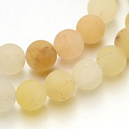 Frosted Round Natural Yellow Aventurine Bead Strands, 8mm, Hole: 1mm, about 47pcs/strand, 15 inch(G-J338-06-8mm)